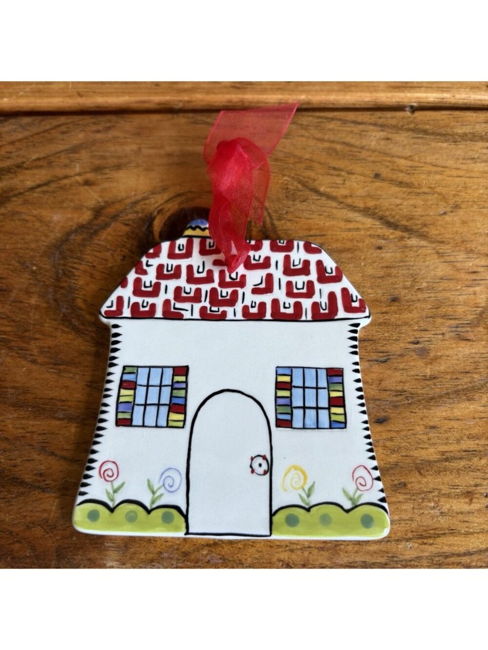 M. Bagwell Ceramic Hand Painted Multicolor House Cottage Ornament
